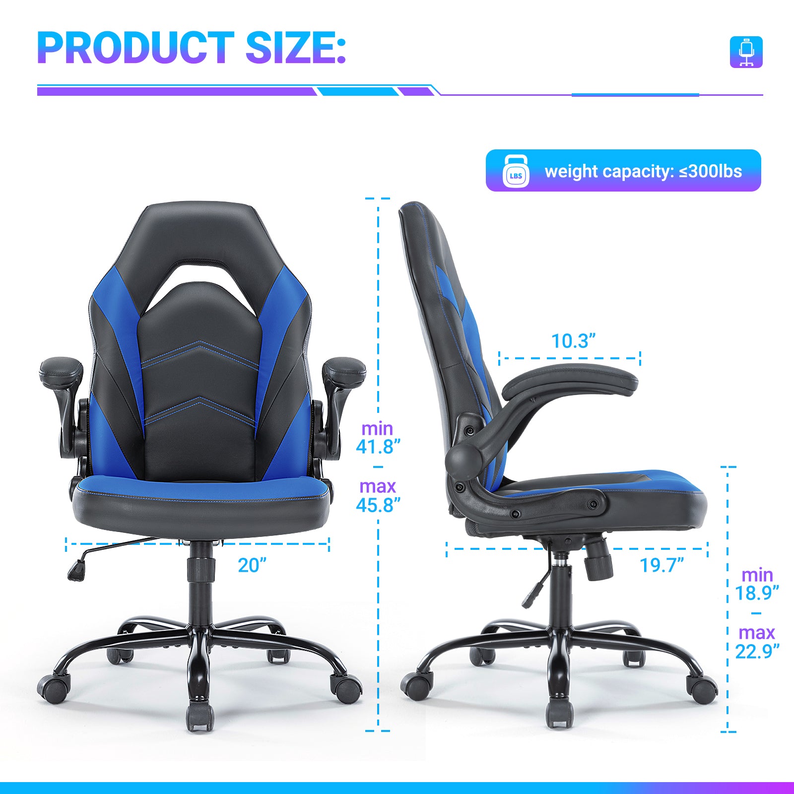 PU Leather Ergonomic Office Gaming Chair Lumbar Support Swivel
