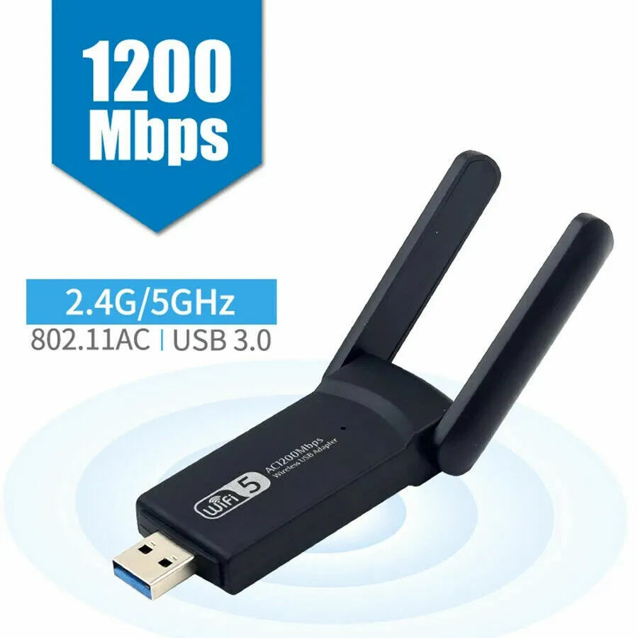 AC1200 Dual Band 1200Mbps USB 3.0 WiFi Adapter Long Range Antennas