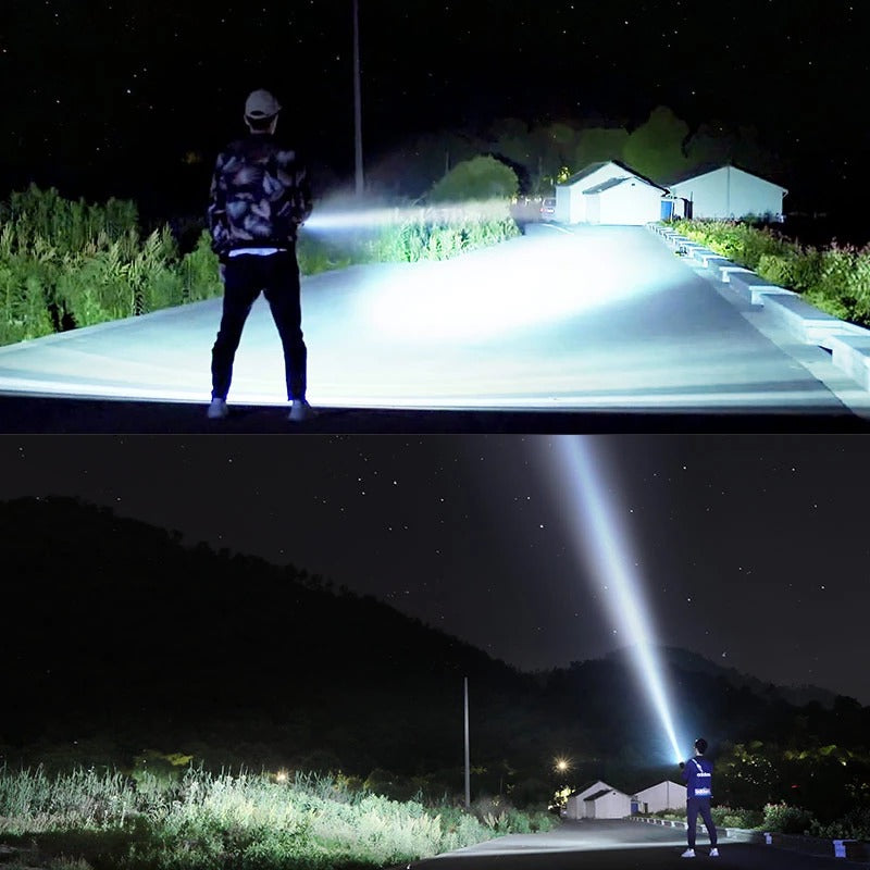 Rechargeable Super Bright LED Flashlight Outdoor Xenon Focusing Lamp