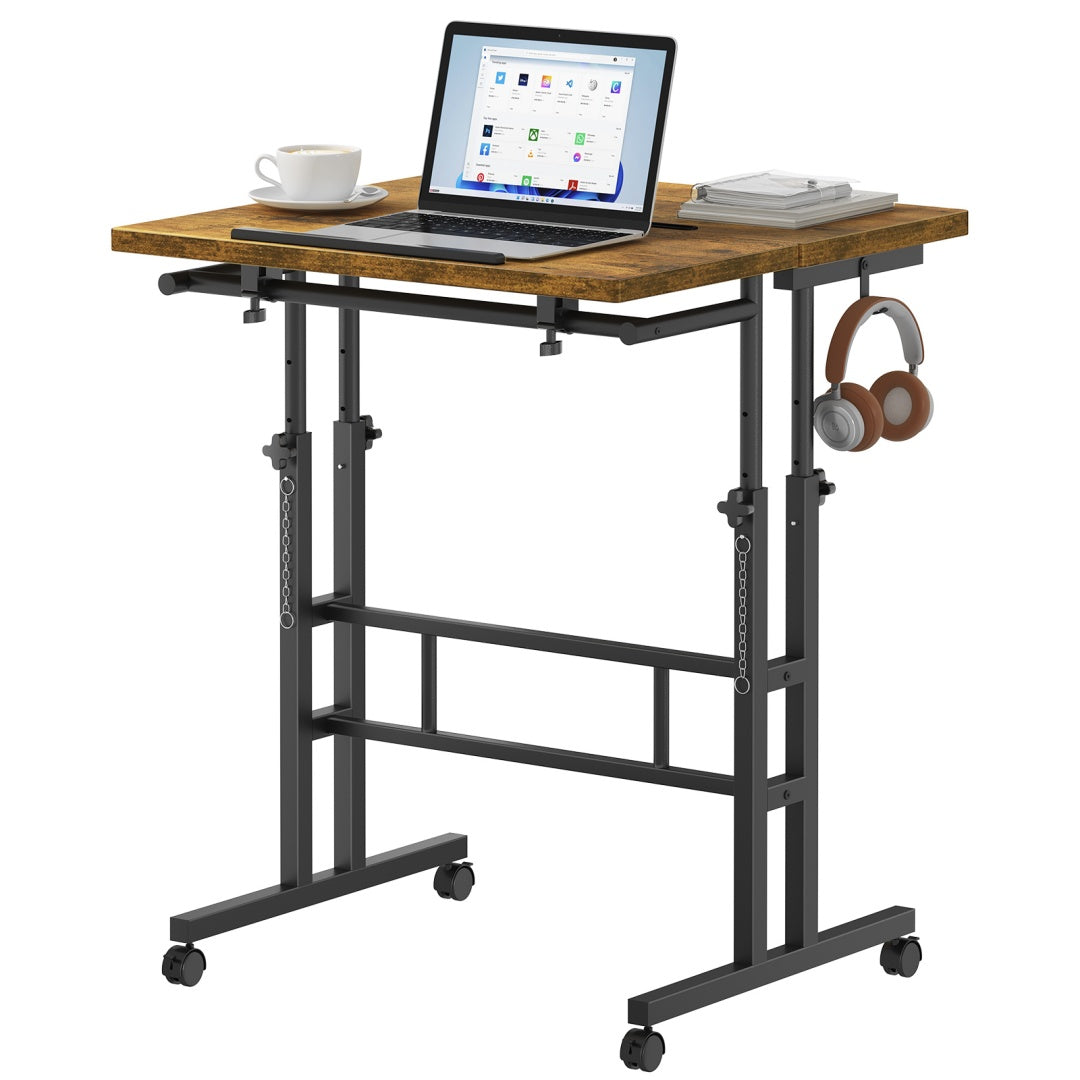 Rotating Adjustable Height Standing Desk Mobile Sit Stand Worktable