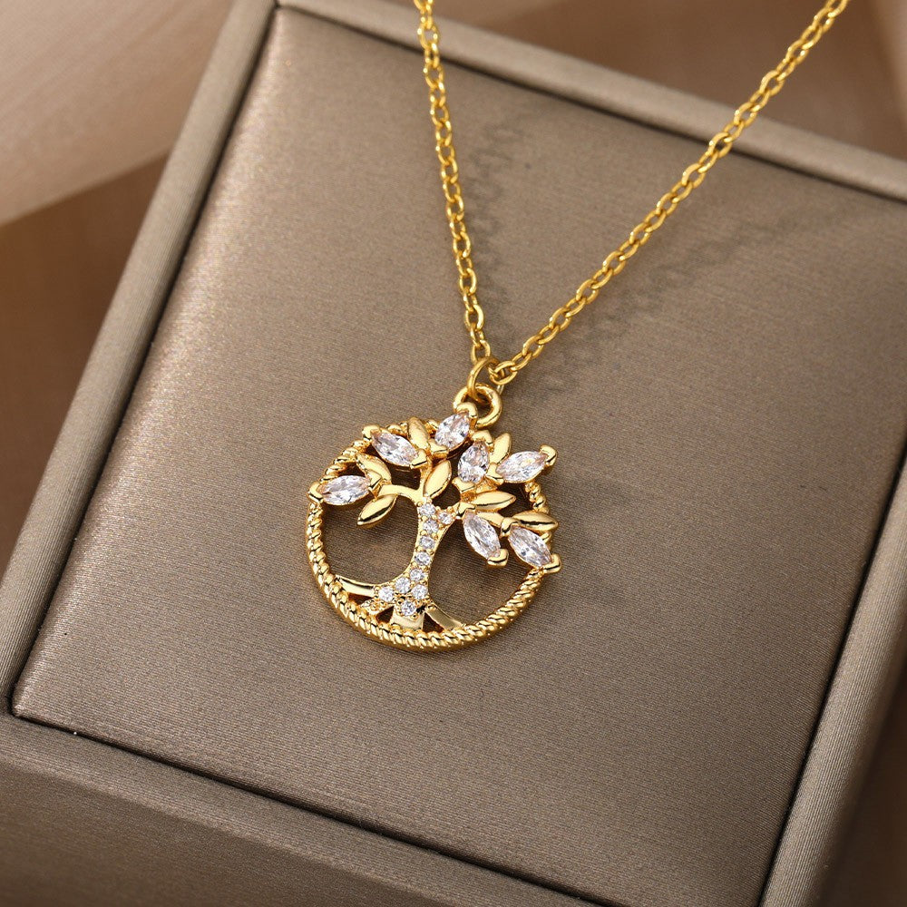 Tree Of Life Rhinestone Necklace Pendant Fashion Jewelry Gift