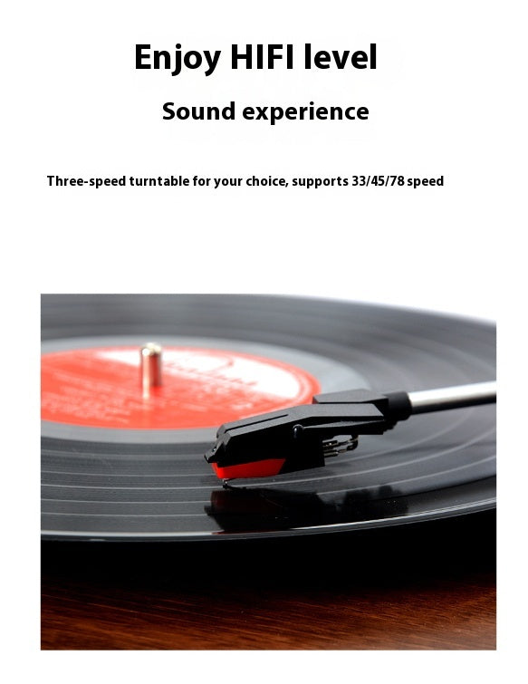 Retro Bluetooth Vinyl Record Player Phonograph Integrated Audio System