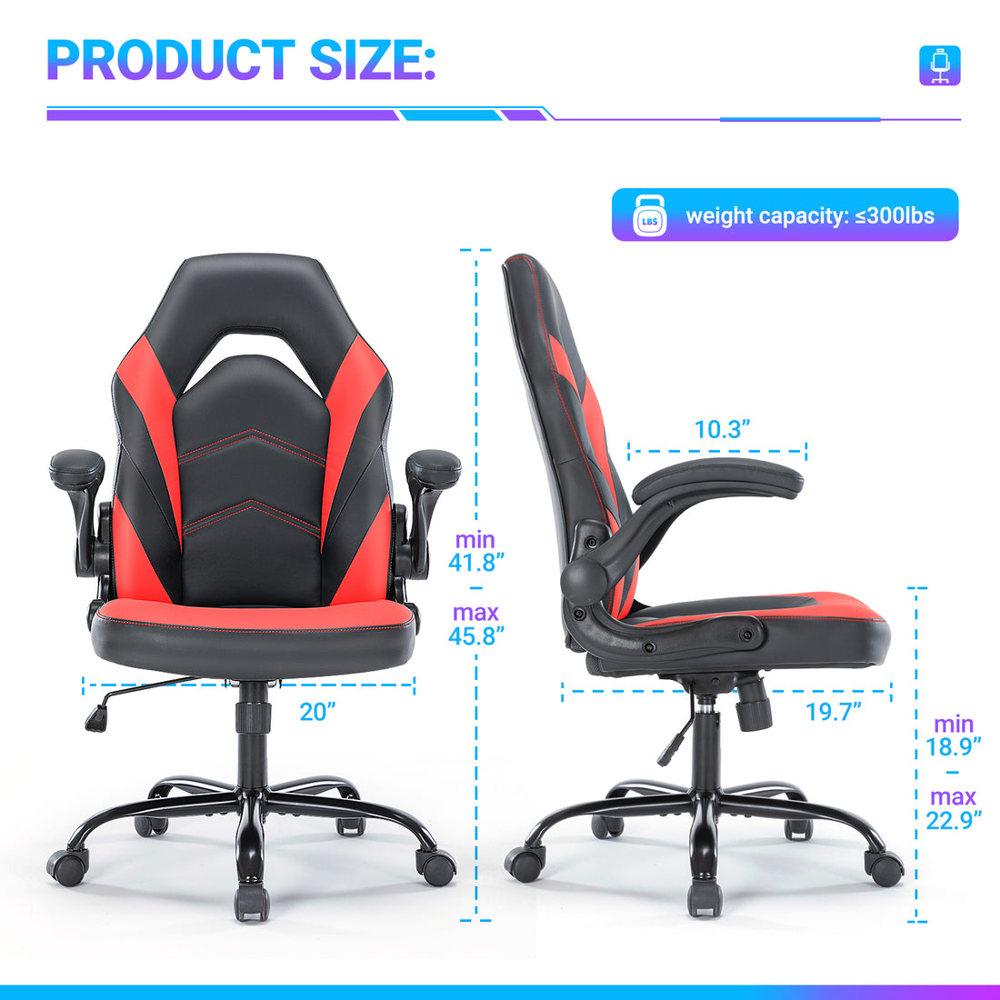 PU Leather Ergonomic Office Gaming Chair Lumbar Support Swivel