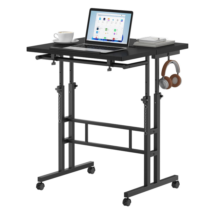 Rotating Adjustable Height Standing Desk Mobile Sit Stand Worktable