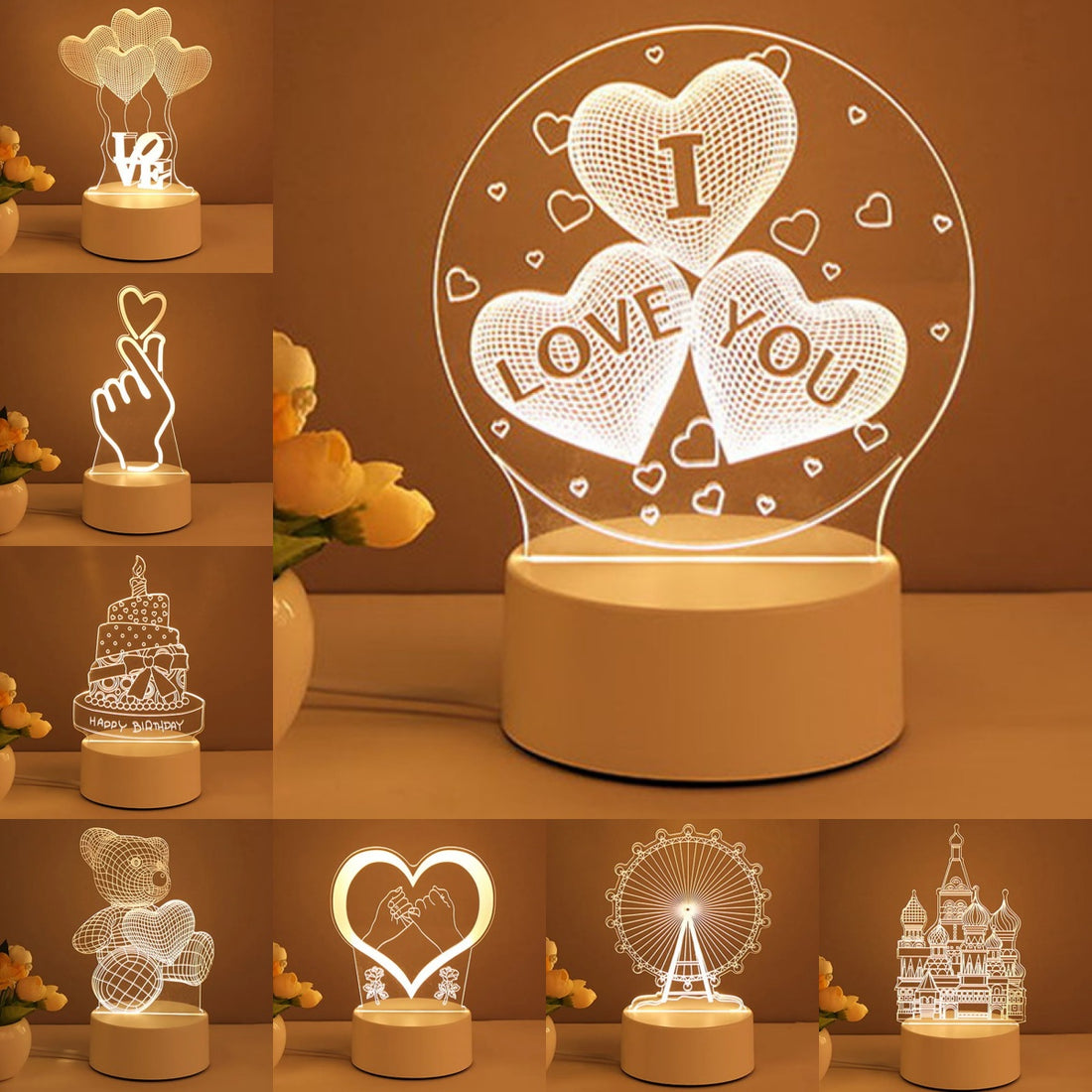 3D Acrylic USB LED Night Light Neon Lamp for Home and Gifts