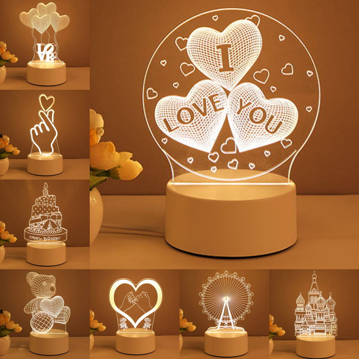 3D Acrylic USB LED Night Light Neon Lamp for Home and Gifts