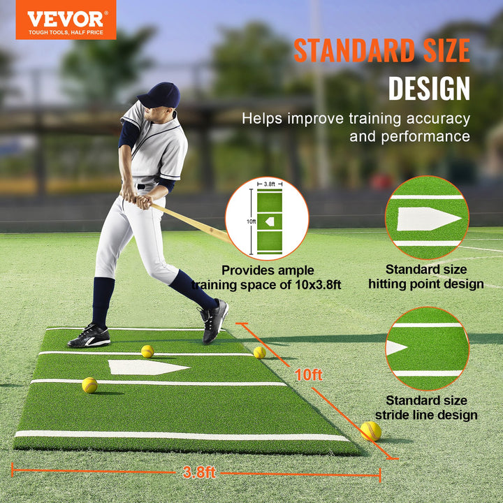 VEVOR Baseball Softball Batting Mat Indoor Outdoor Anti-Slip Training Mat Portable