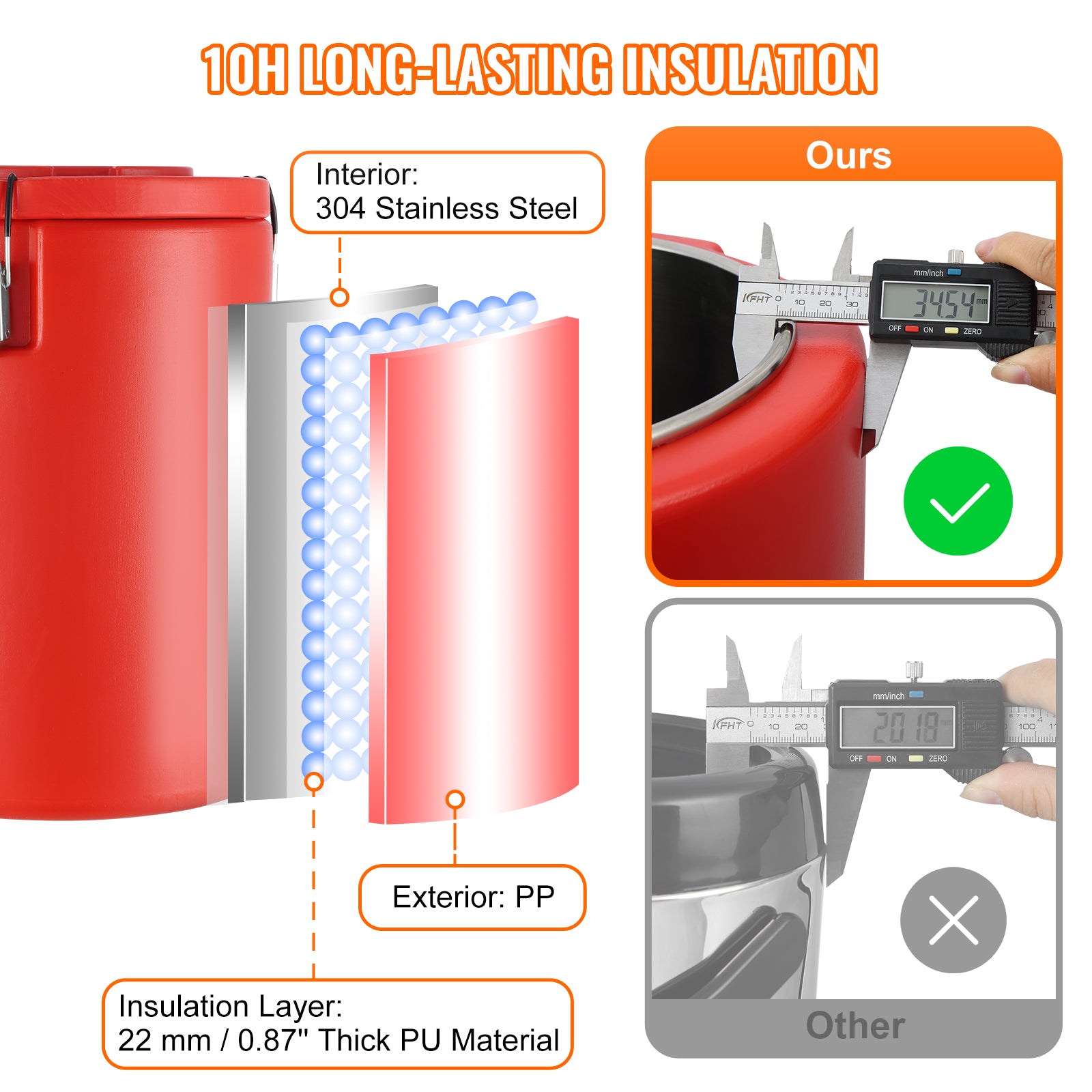 VEVOR 4.5 Gallon Stainless Steel Insulated Beverage Dispenser Hot Cold Server