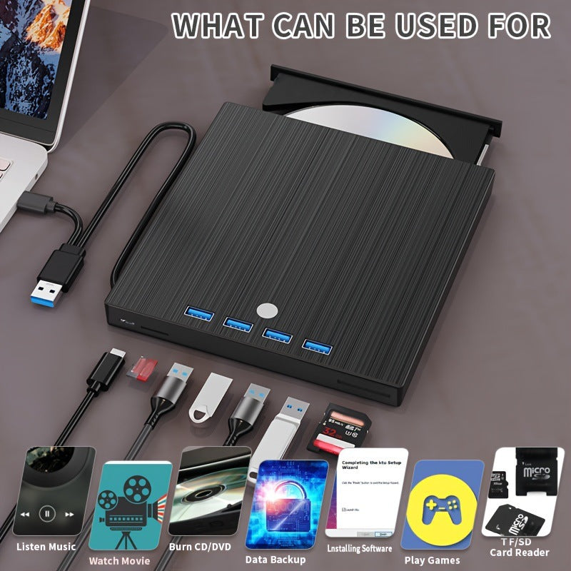 Type C External DVD Burner Multi Function Optical Disc Drive