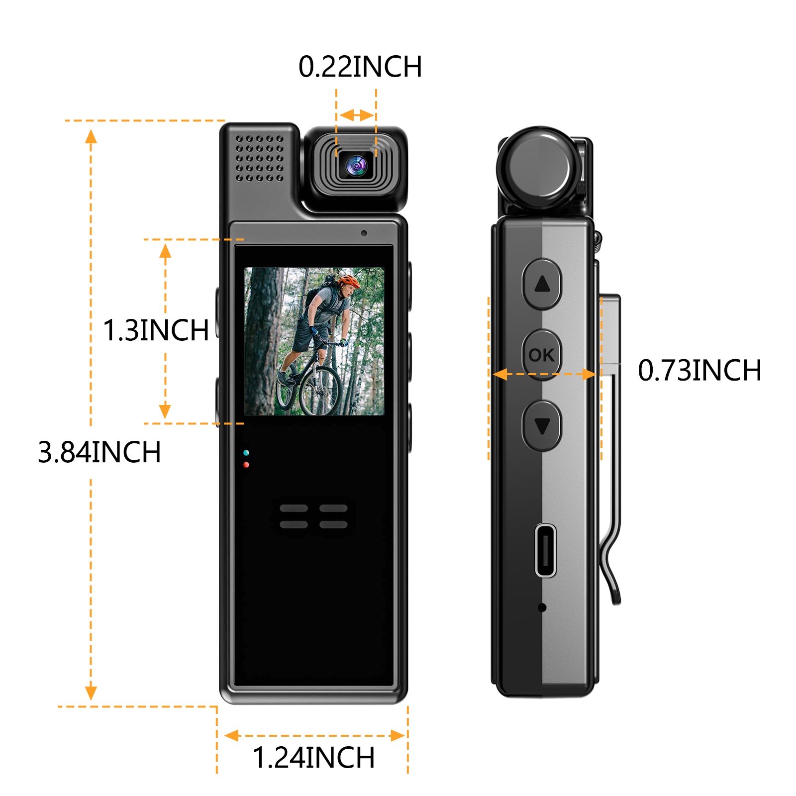 1080P HD Wearable Body Camera With Rotatable Lens