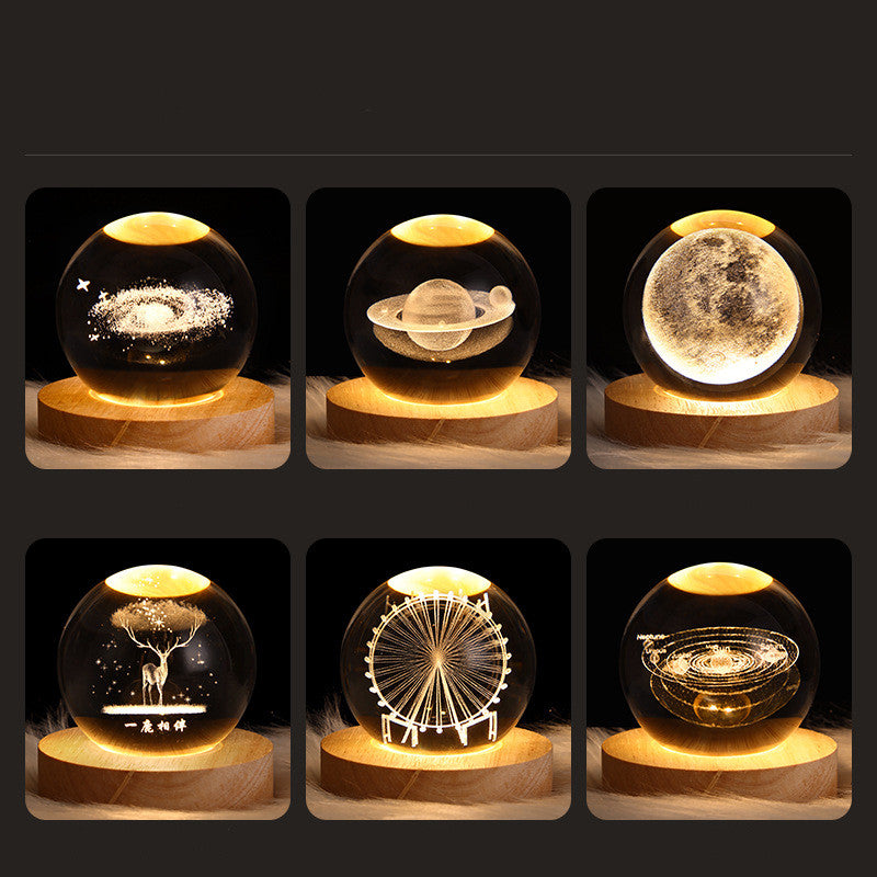 Starry Sky Crystal Ball Moon Projection Night Lamp Ambient Light