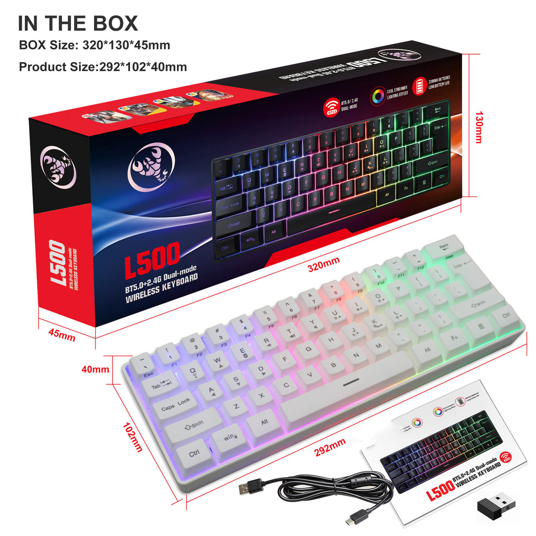 RGB Lighting 61 Keys Wired Gaming Keyboard