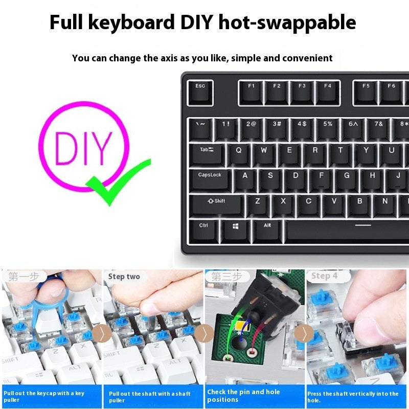 87 Key Wired Two Colors Mechanical Keyboard