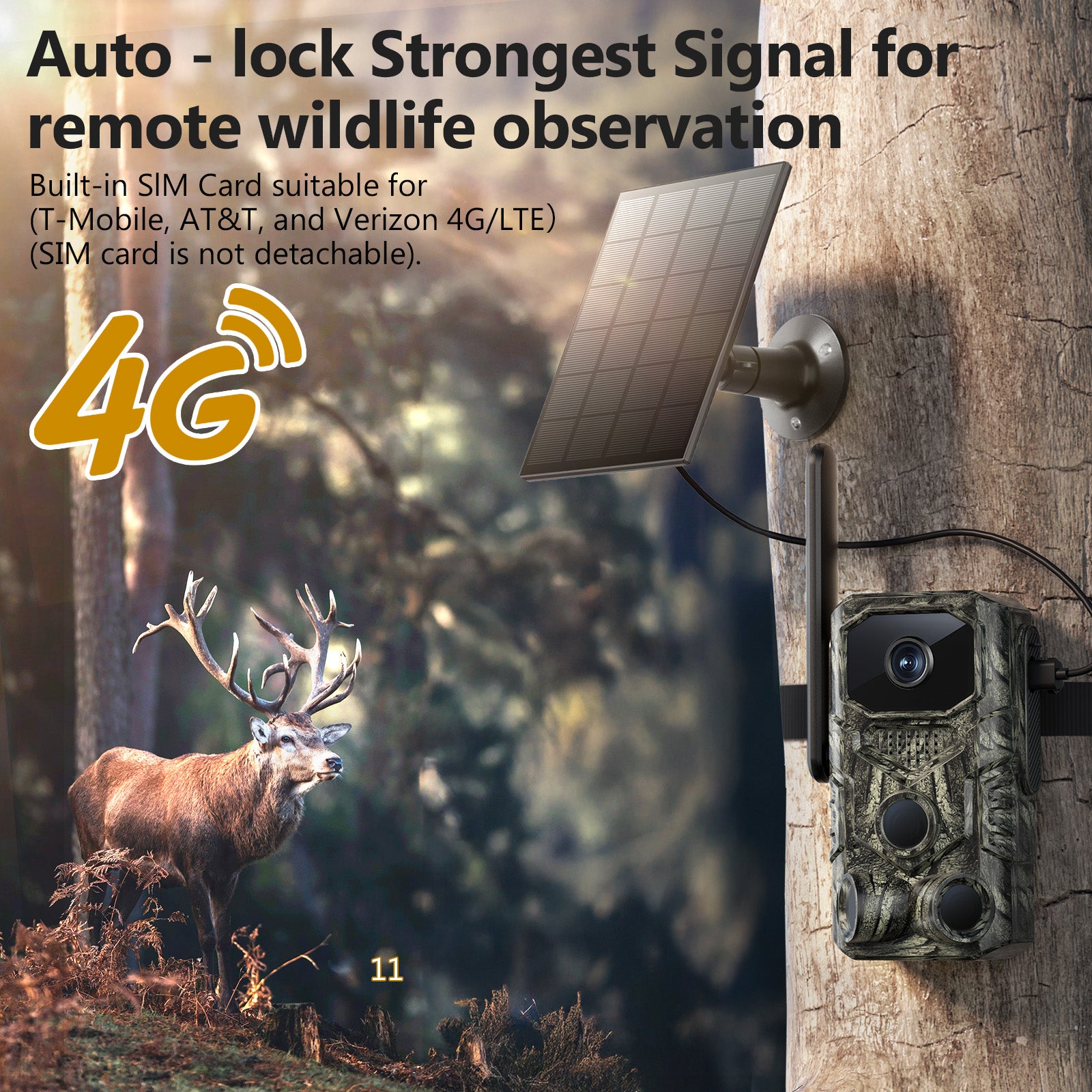 4G GPS Hunting Trail Camera Solar Wildlife Monitoring