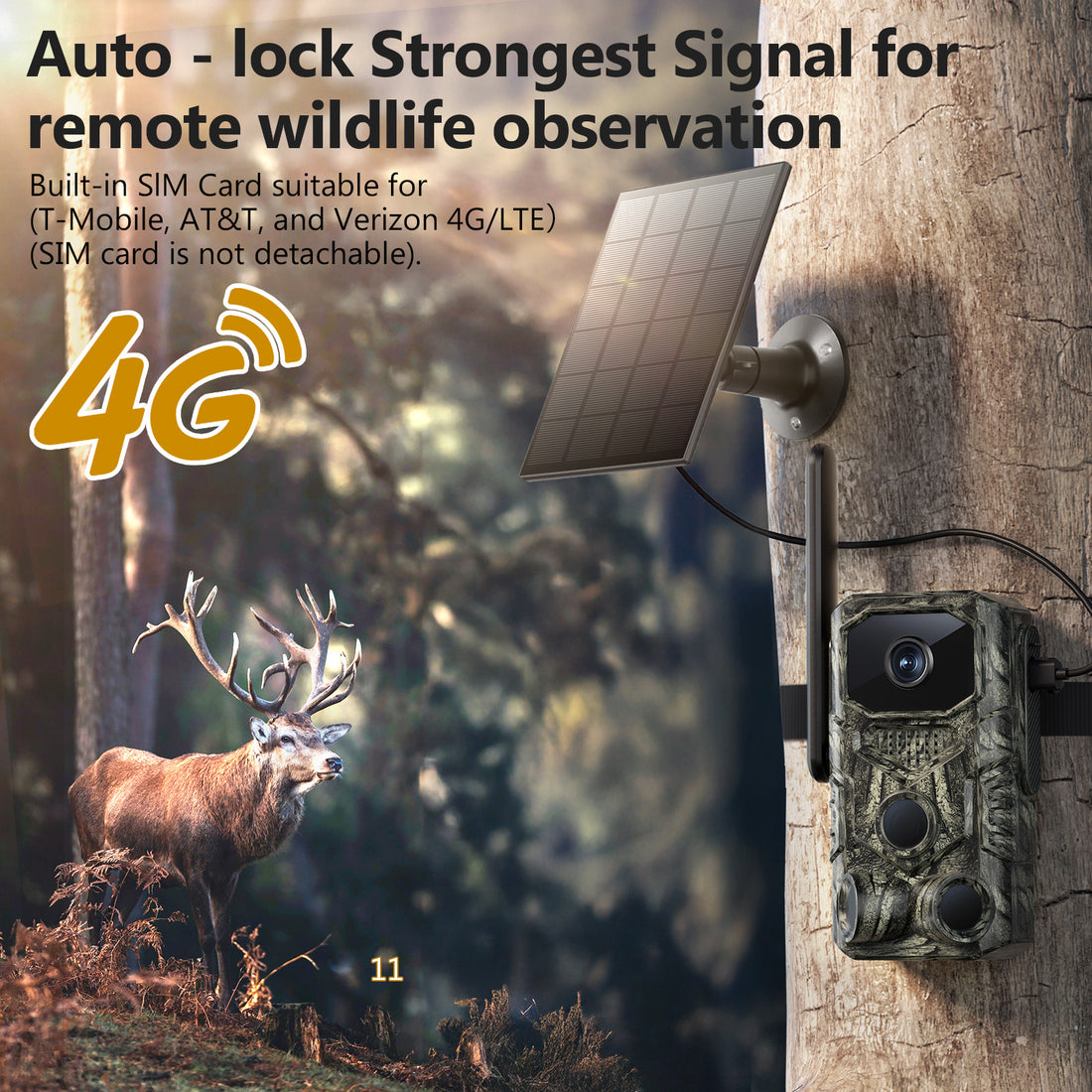 4G GPS Hunting Trail Camera Solar Wildlife Monitoring