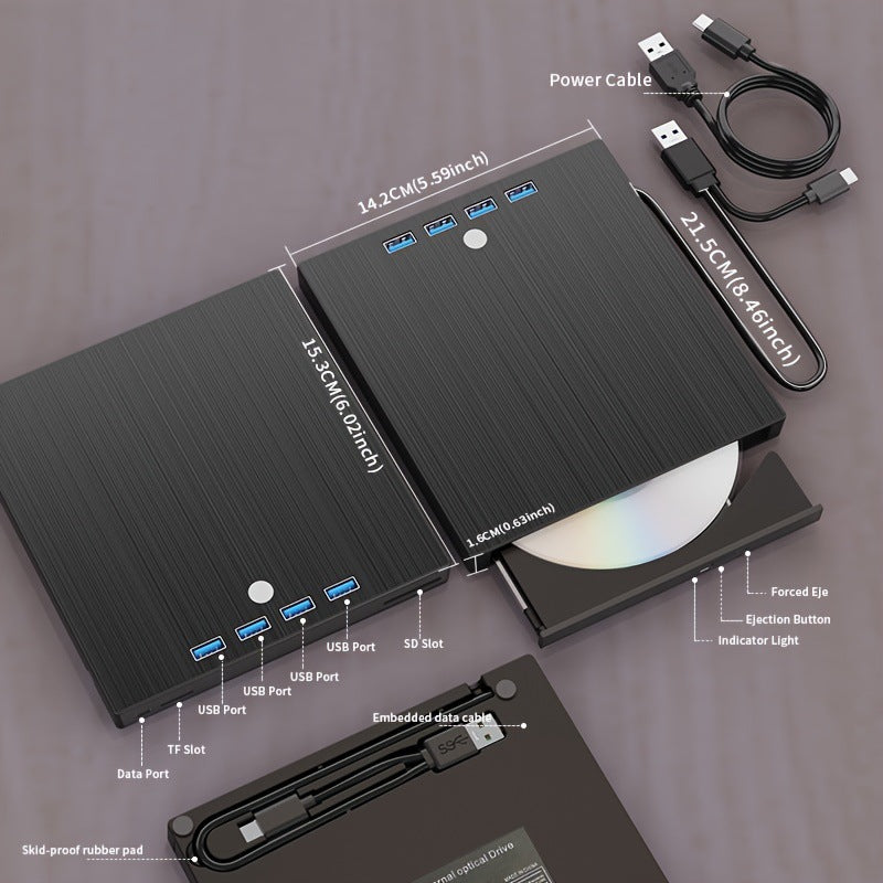 Type C External DVD Burner Multi Function Optical Disc Drive