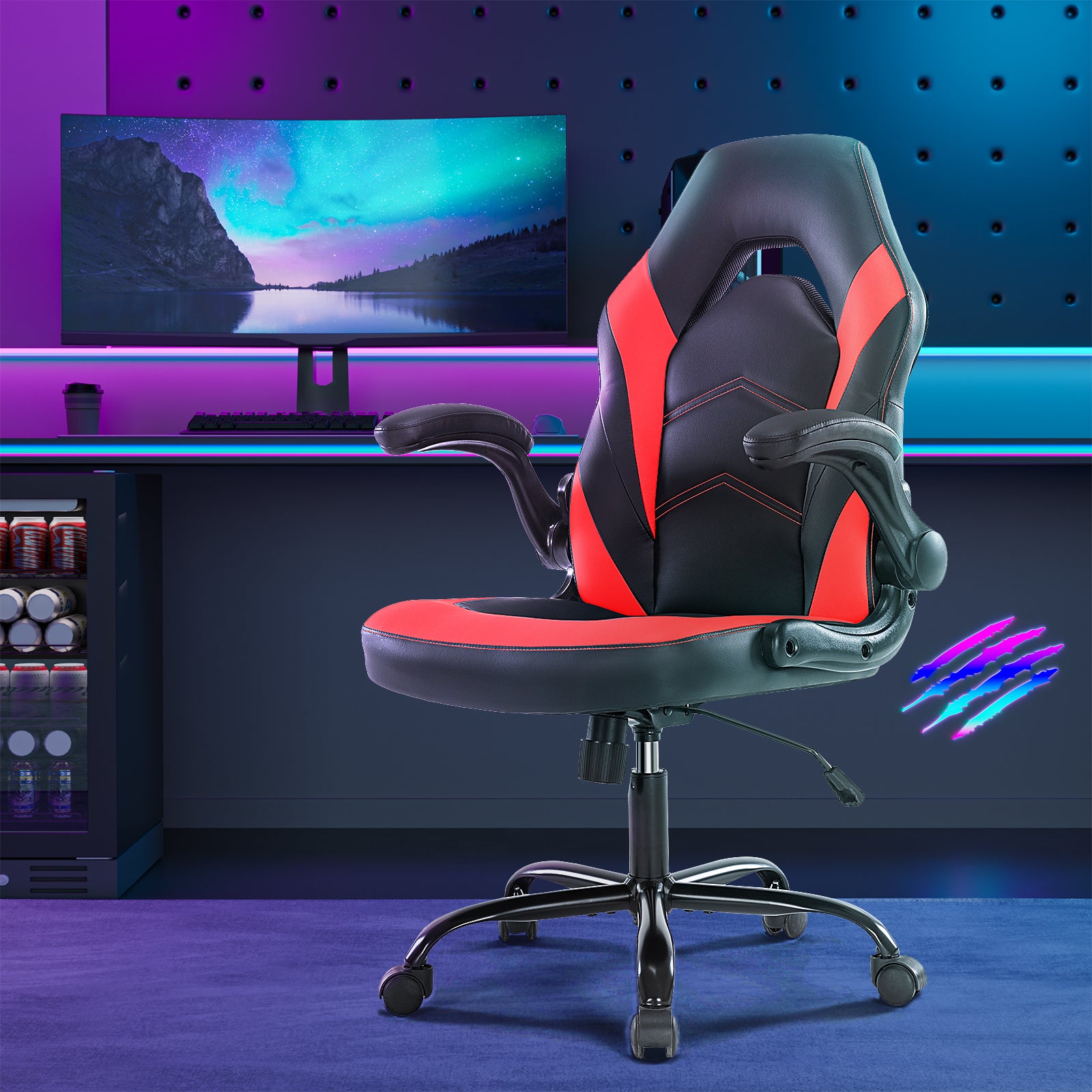 PU Leather Ergonomic Office Gaming Chair Lumbar Support Swivel