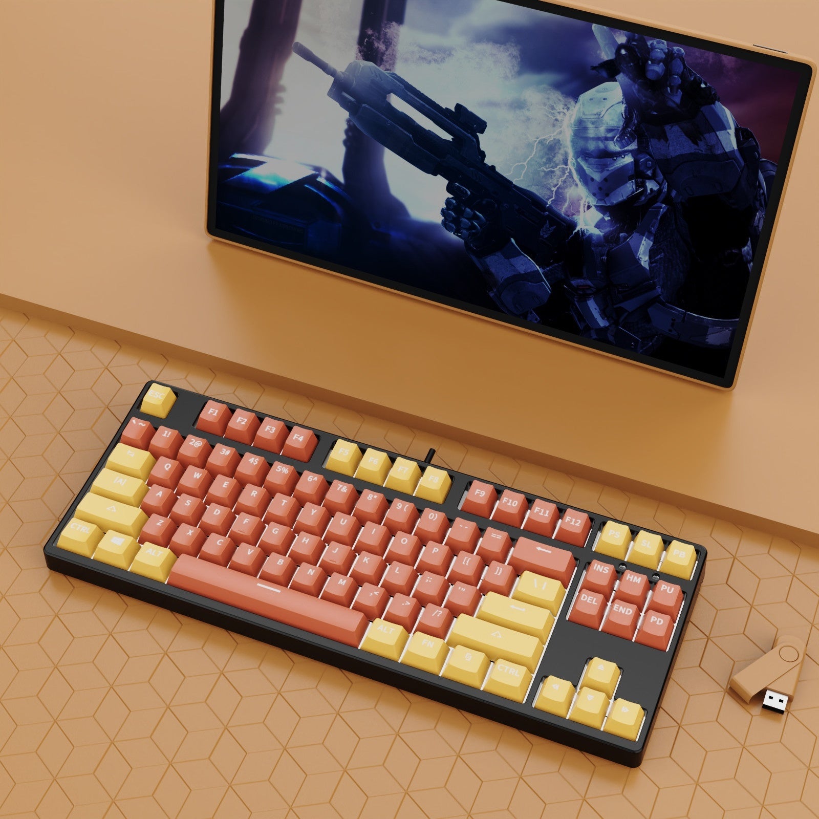 87 Key Wired Two Colors Mechanical Keyboard