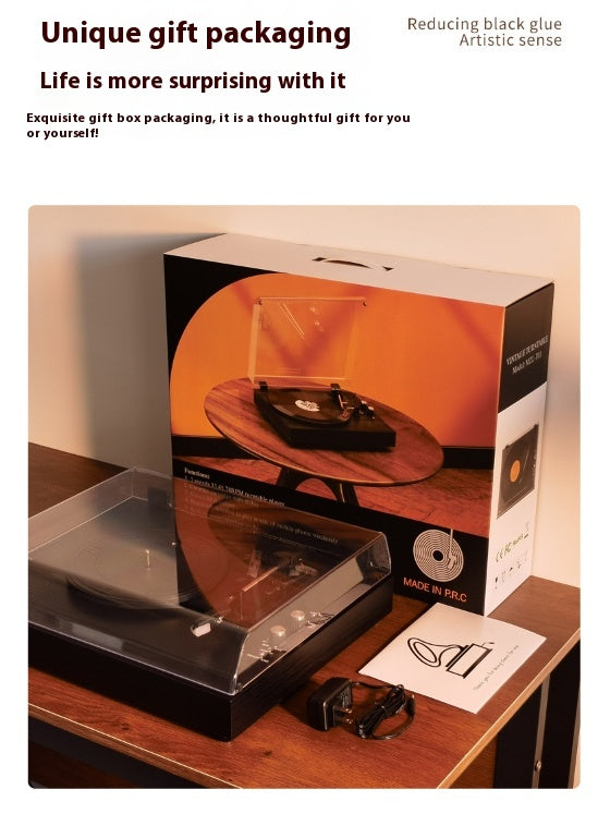 Retro Bluetooth Vinyl Record Player Phonograph Integrated Audio System