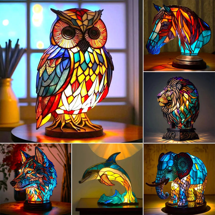 3D Animal LED Night Light Vintage Decorative Table Desk Lamp
