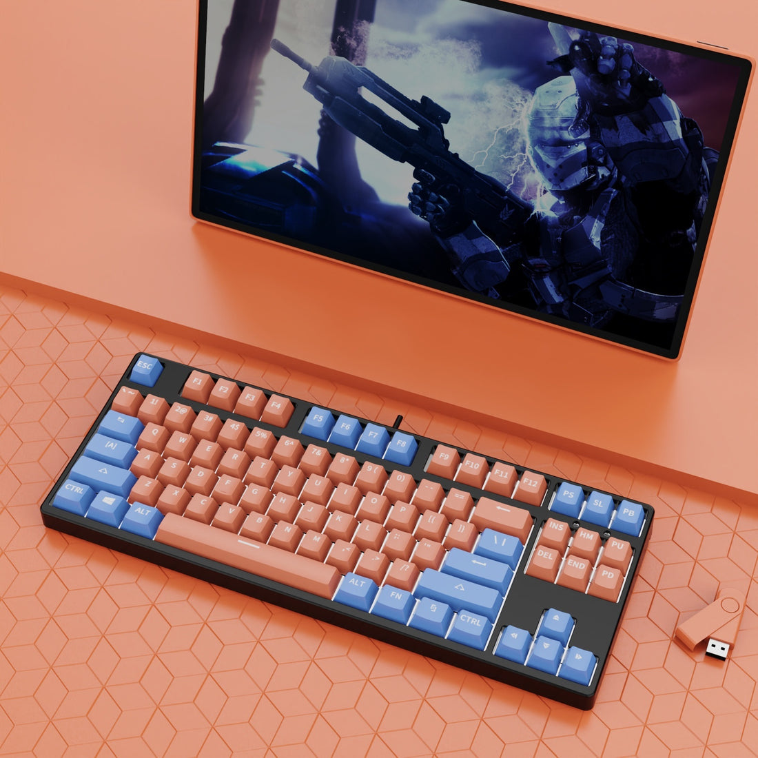 87 Key Wired Two Colors Mechanical Keyboard