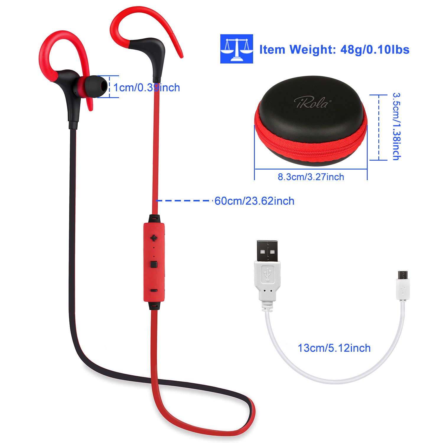 Wireless V4.1 Sport In-Ear Stereo Headphones Sweatproof Mic