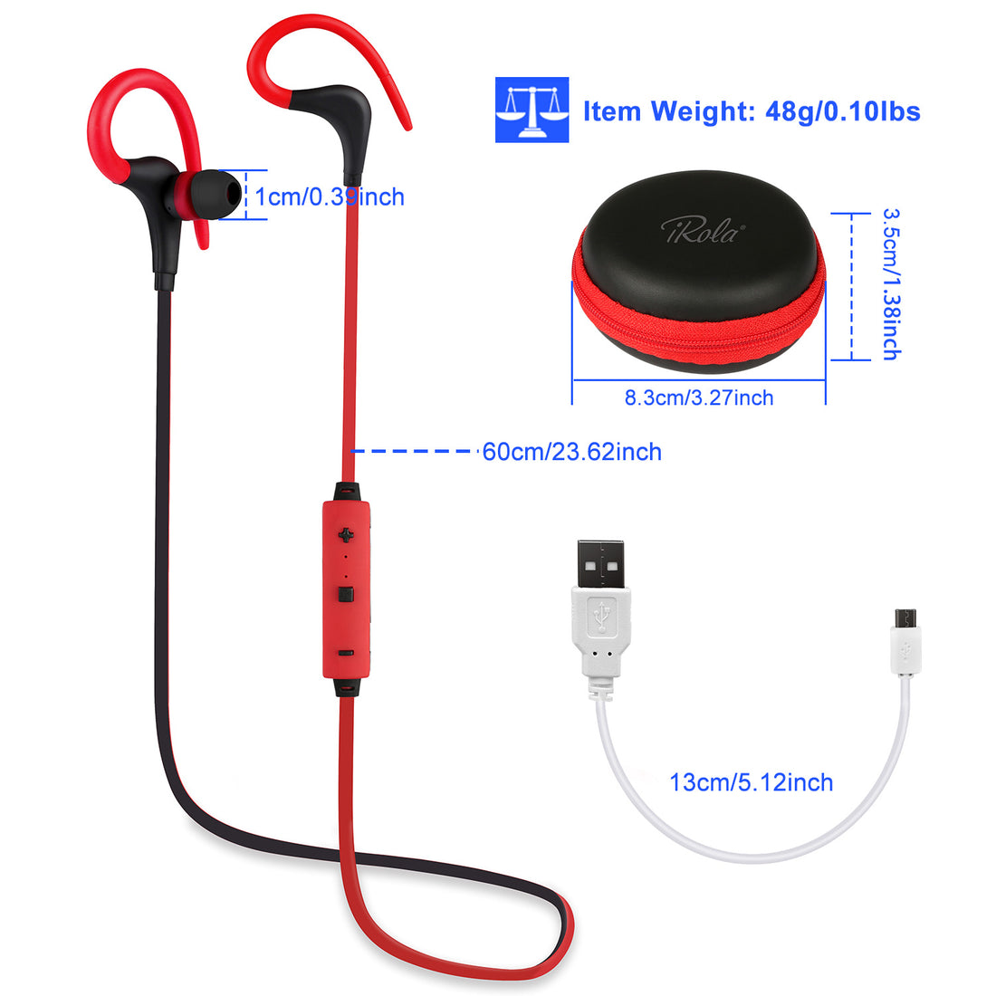 Wireless V4.1 Sport In-Ear Stereo Headphones Sweatproof Mic