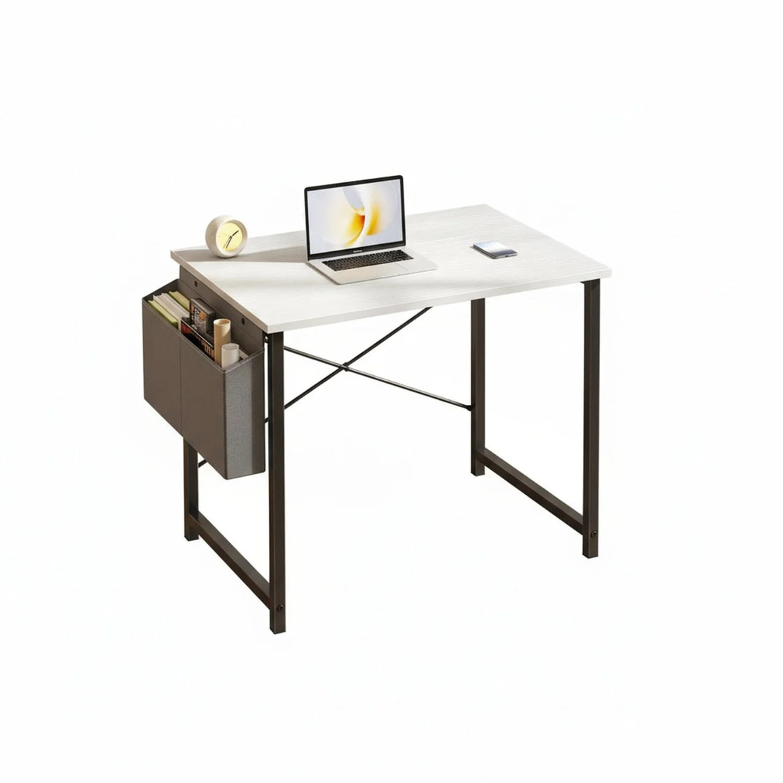 Small Office Desk With Storage Bags Hooks Computer Desk