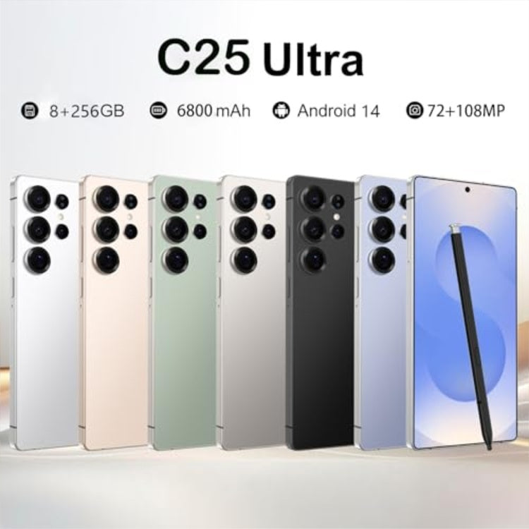 C25 Ultra 5G Unlocked Smartphone 8GB 256GB Android 14 6800mAh
