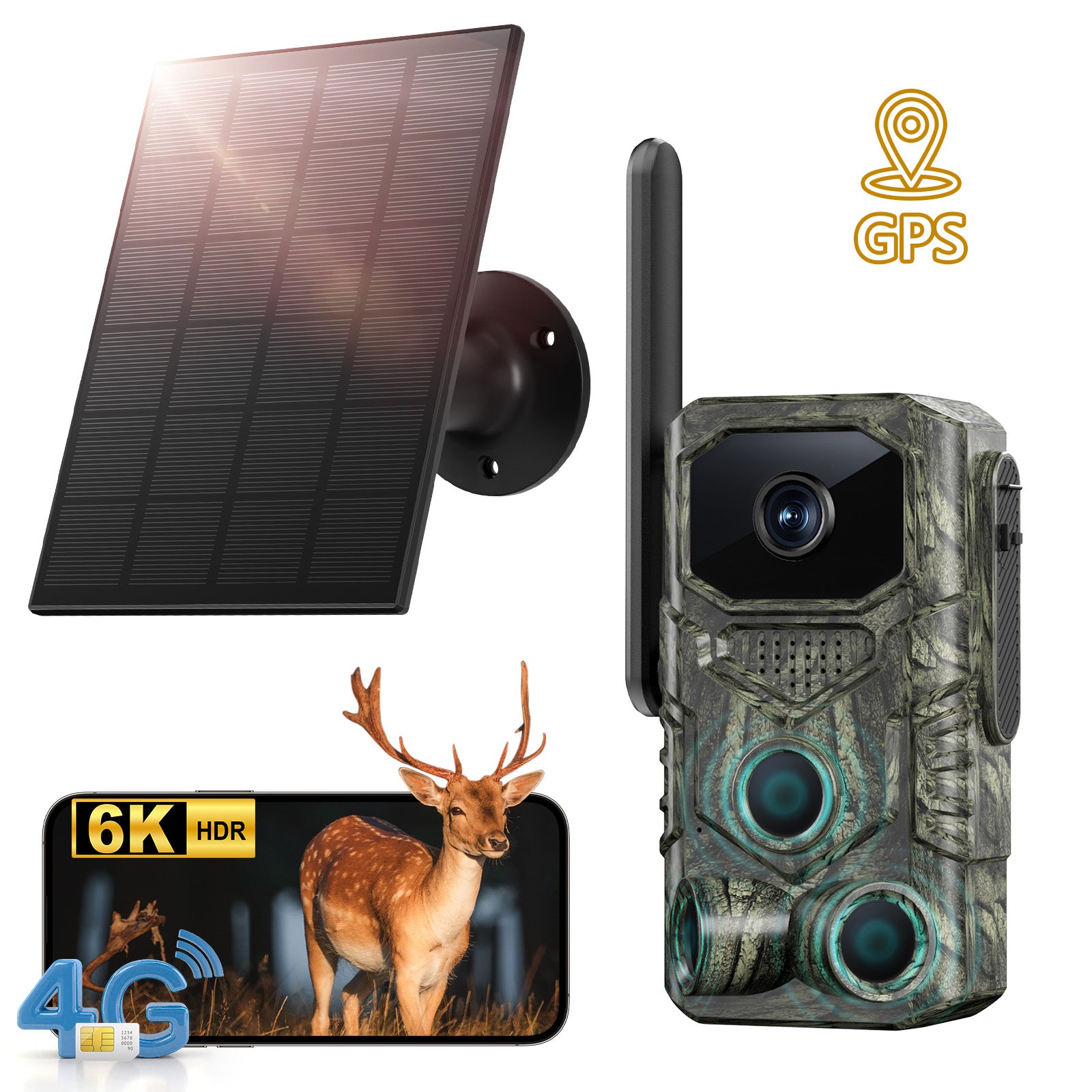 4G GPS Hunting Trail Camera Solar Wildlife Monitoring