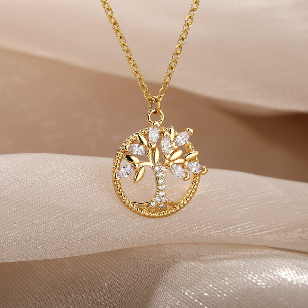 Tree Of Life Rhinestone Necklace Pendant Fashion Jewelry Gift