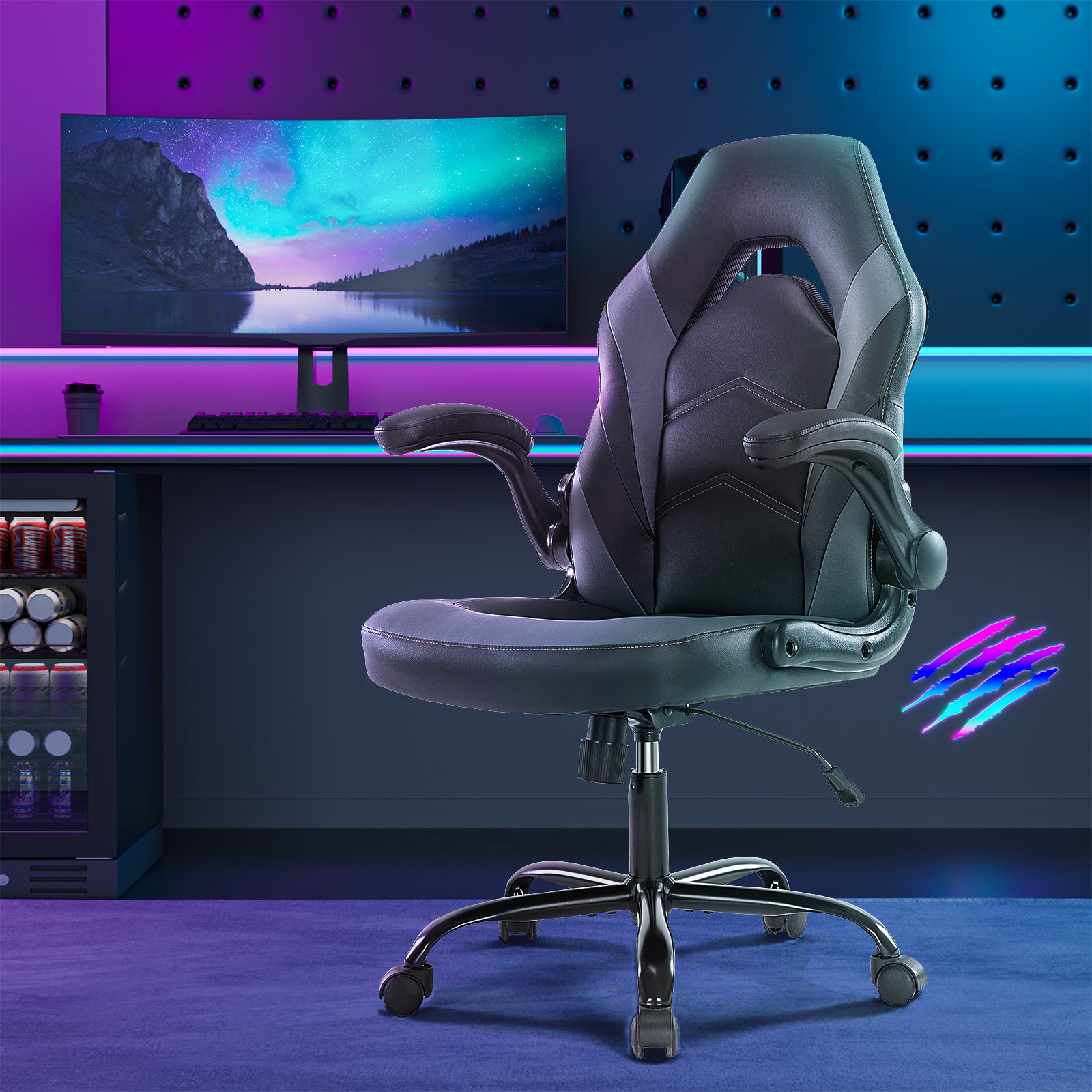 PU Leather Ergonomic Office Gaming Chair Lumbar Support Swivel
