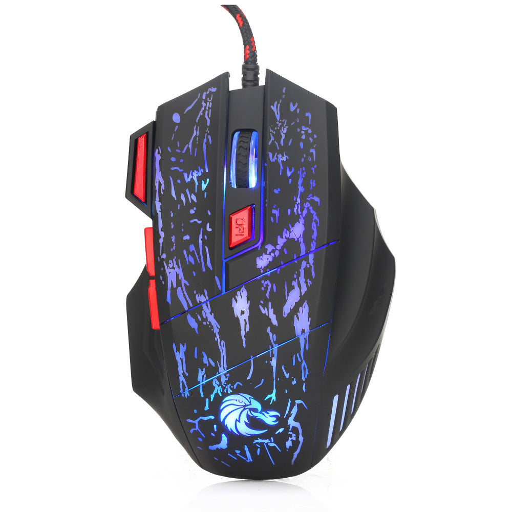 Water Crack Colorful Luminous Game Wired Mouse
