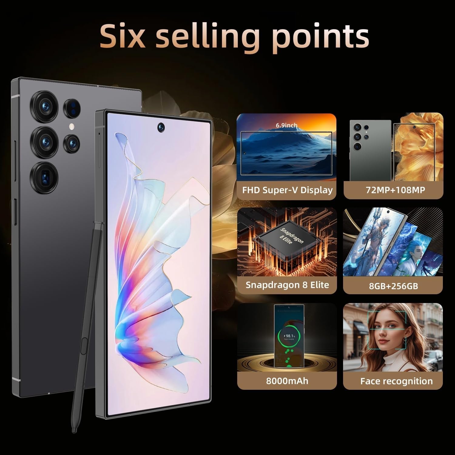 C25 Ultra 5G Unlocked Smartphone Android 15 With Tool Pen