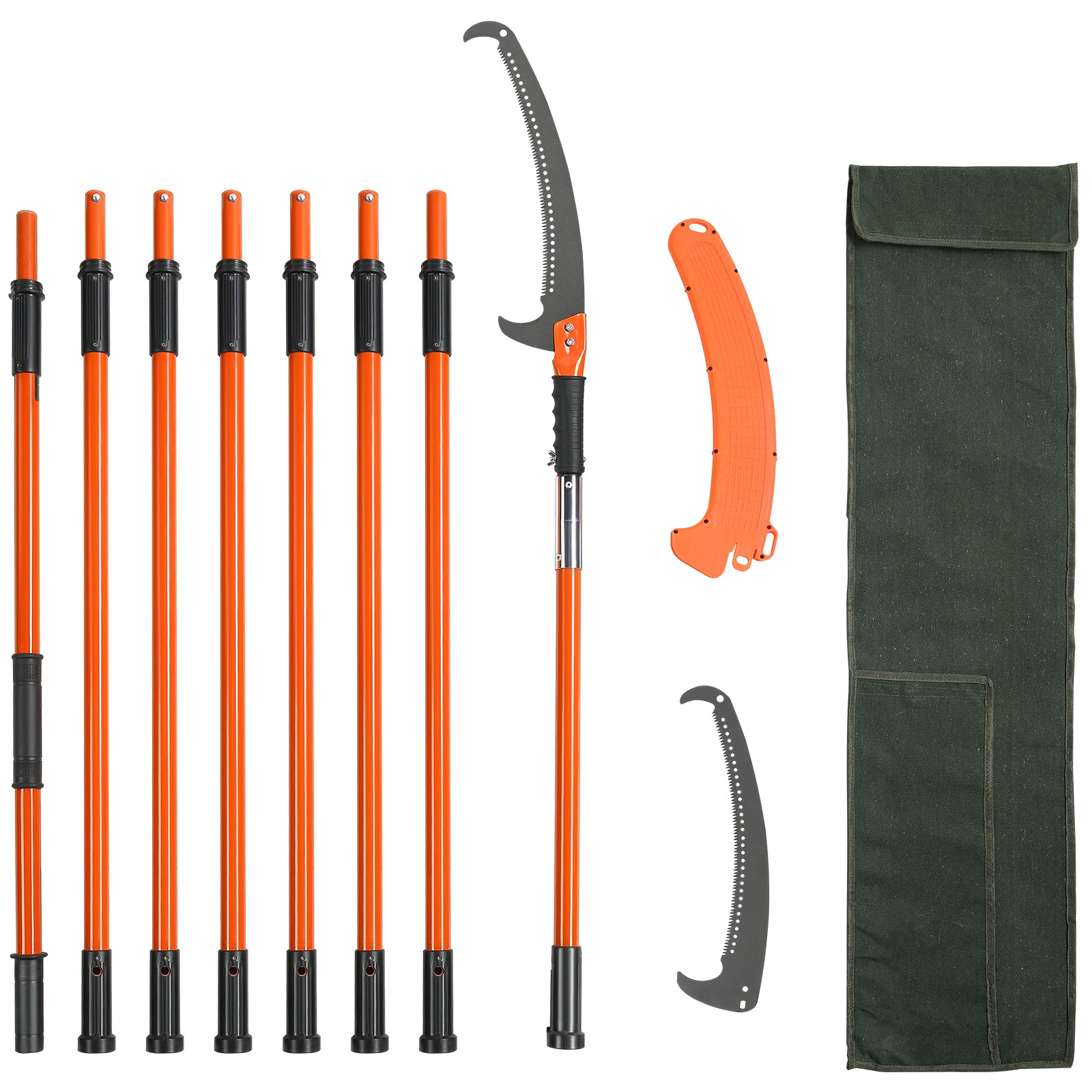 VEVOR 27FT Extendable Pole Saw Tree Pruner Fiberglass Handle Steel Blade