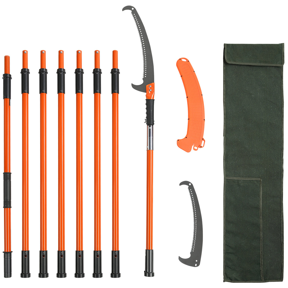 VEVOR 27FT Extendable Pole Saw Tree Pruner Fiberglass Handle Steel Blade