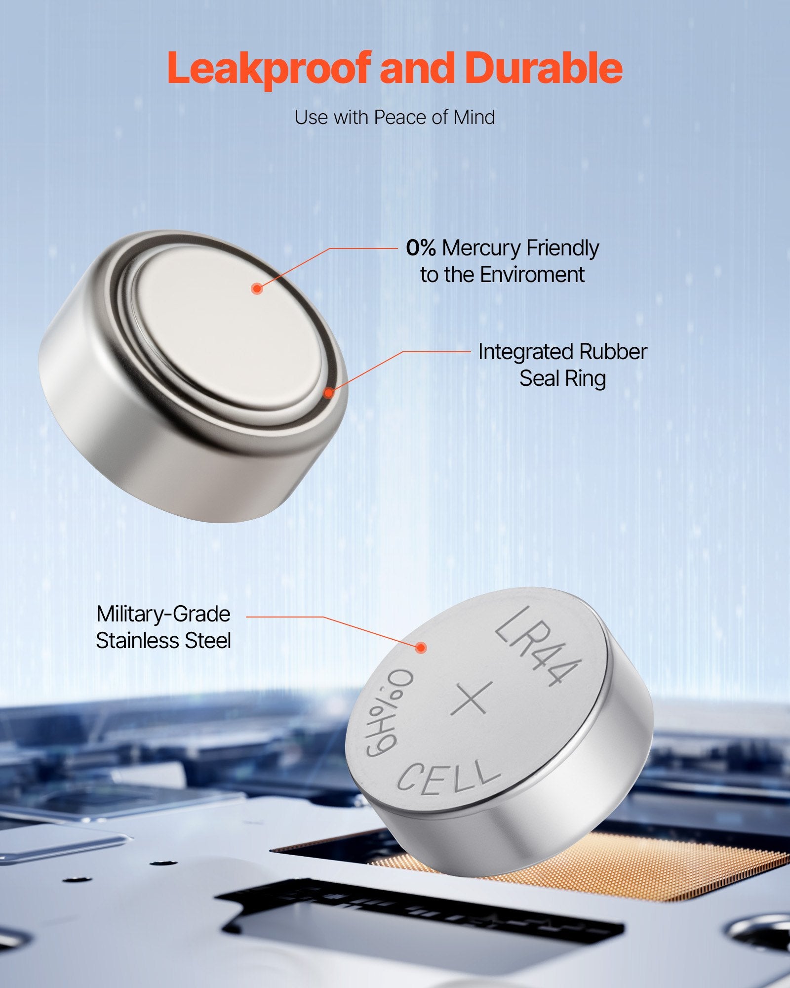 LR44 AG13 357 303 SR44 Button Cell Batteries 1.5V 40-Pack Non-Mercury