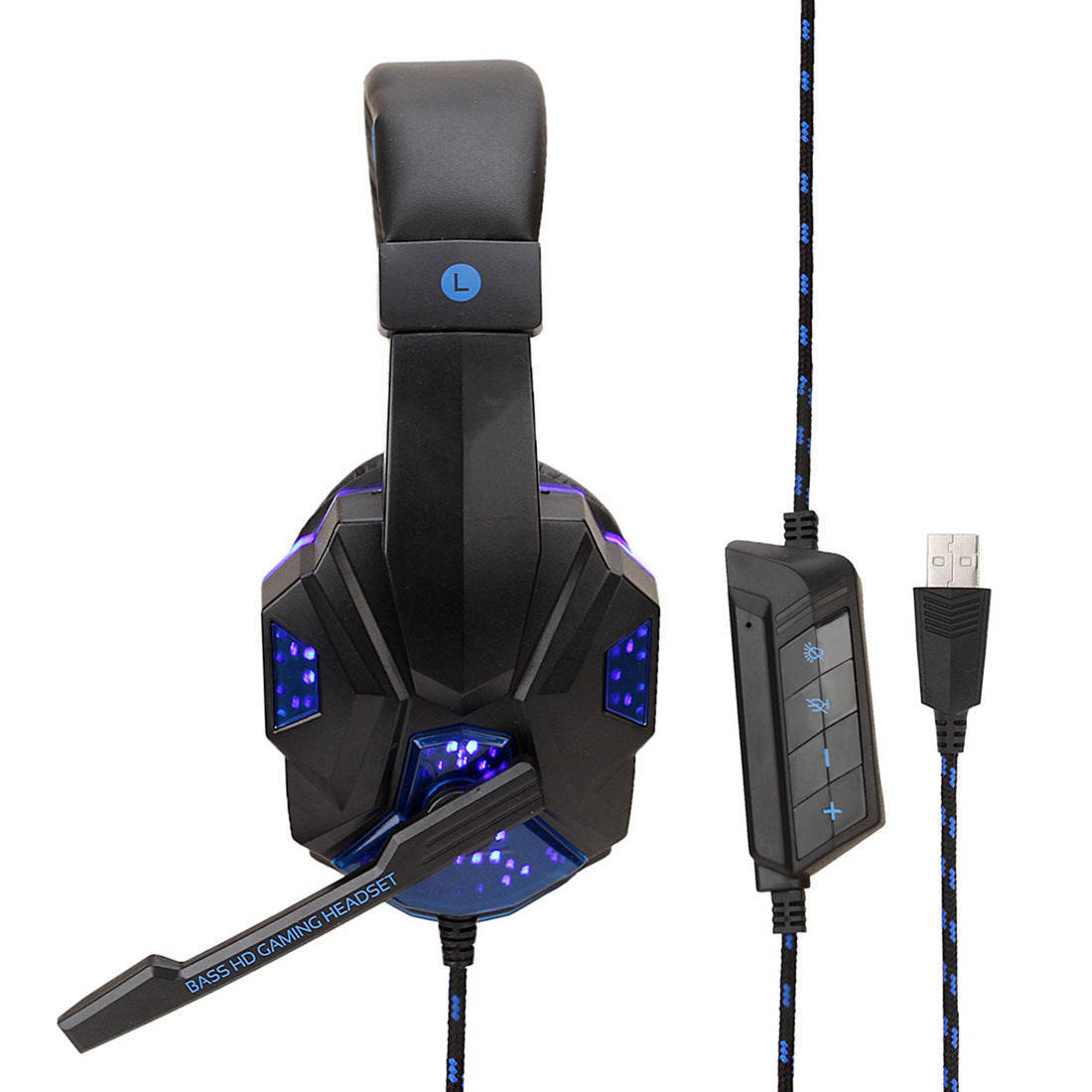 7.1 Wire-controlled Headset Light-emitting Headphones