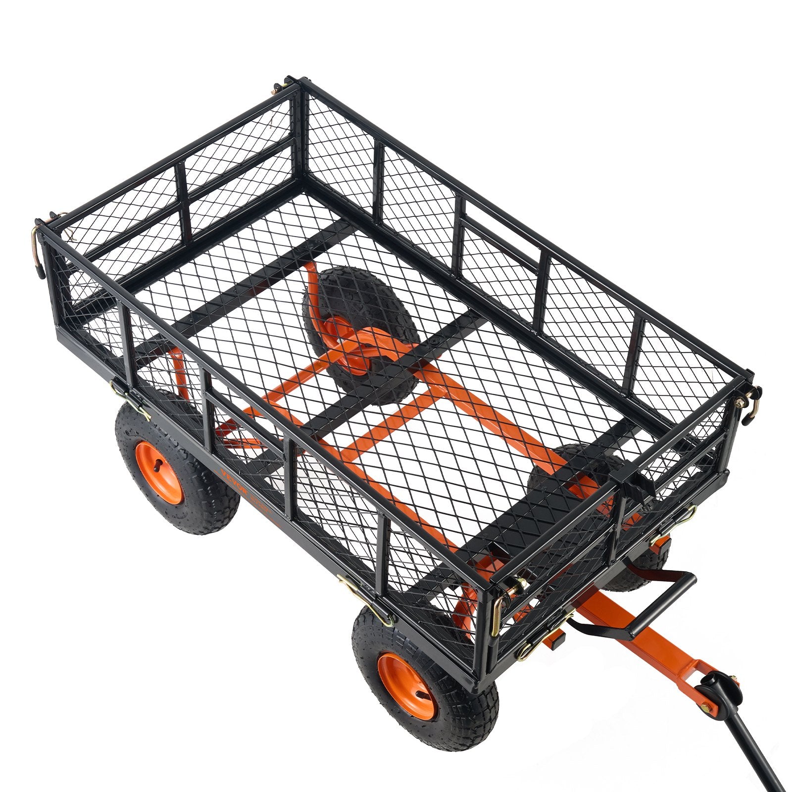 VEVOR Dump Cart Metal Garden Wagon 400 Lbs Capacity 2-In-1 Handle 10-Inch Tires
