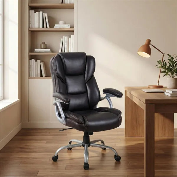 Ergonomic Executive Office Chair Adjustable Height Recline Brown