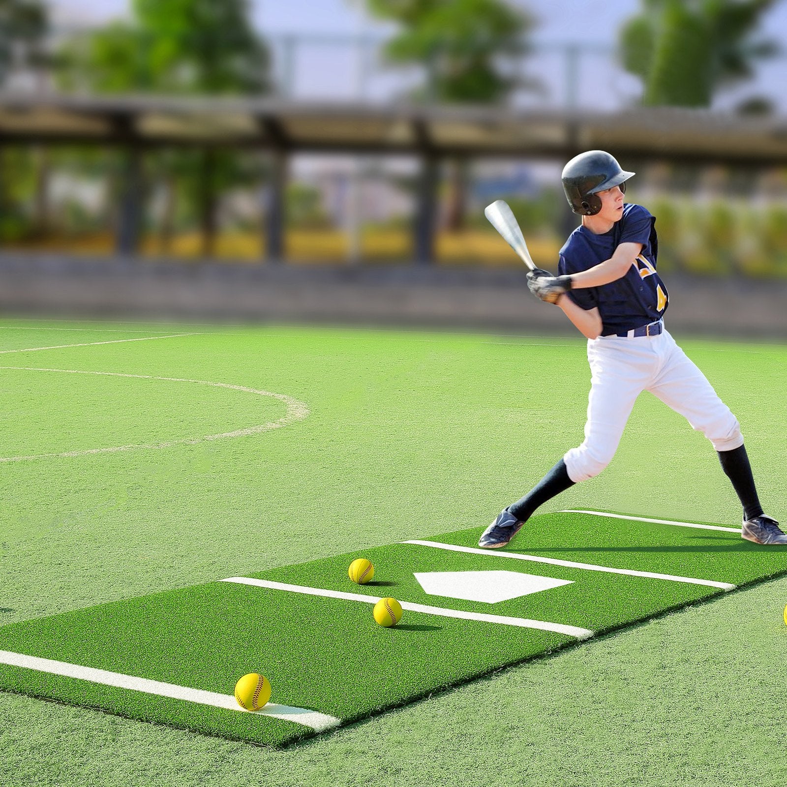 VEVOR Baseball Softball Batting Mat Indoor Outdoor Anti-Slip Training Mat Portable