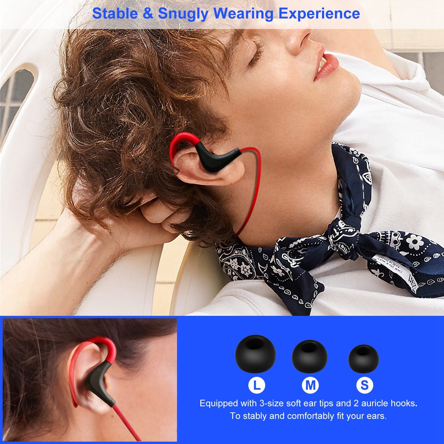 Wireless V4.1 Sport In-Ear Stereo Headphones Sweatproof Mic