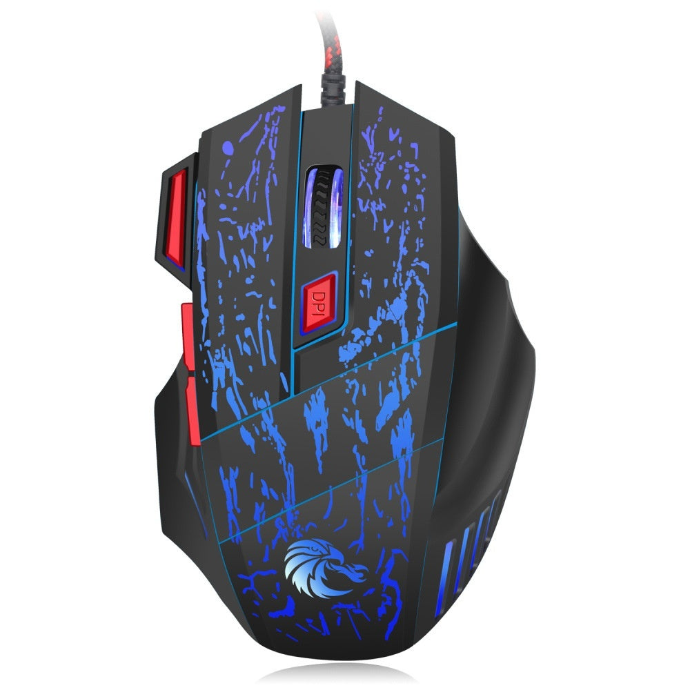 Water Crack Colorful Luminous Game Wired Mouse