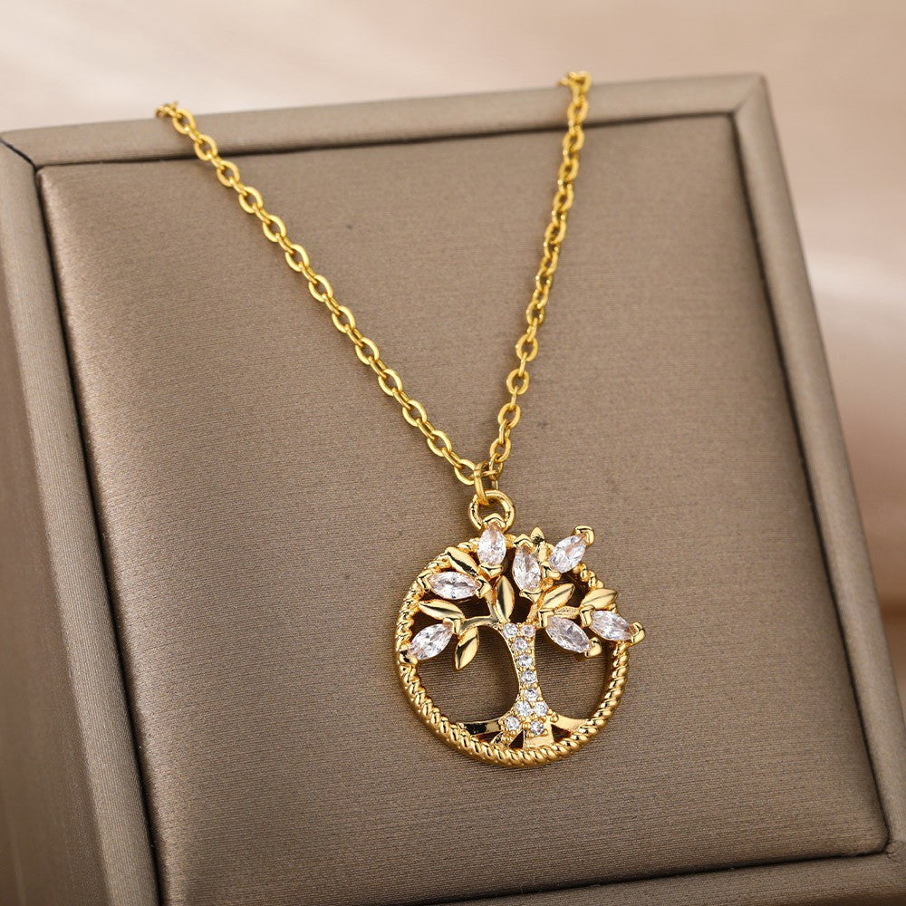 Tree Of Life Rhinestone Necklace Pendant Fashion Jewelry Gift