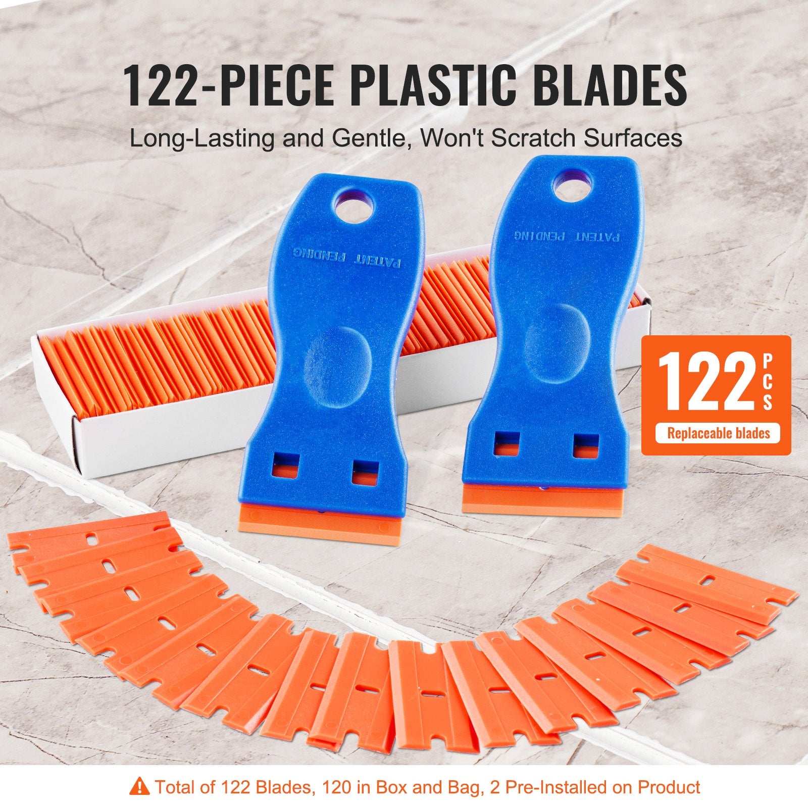 VEVOR Plastic Razor Blade Scraper Tool Set 120PCS Blades