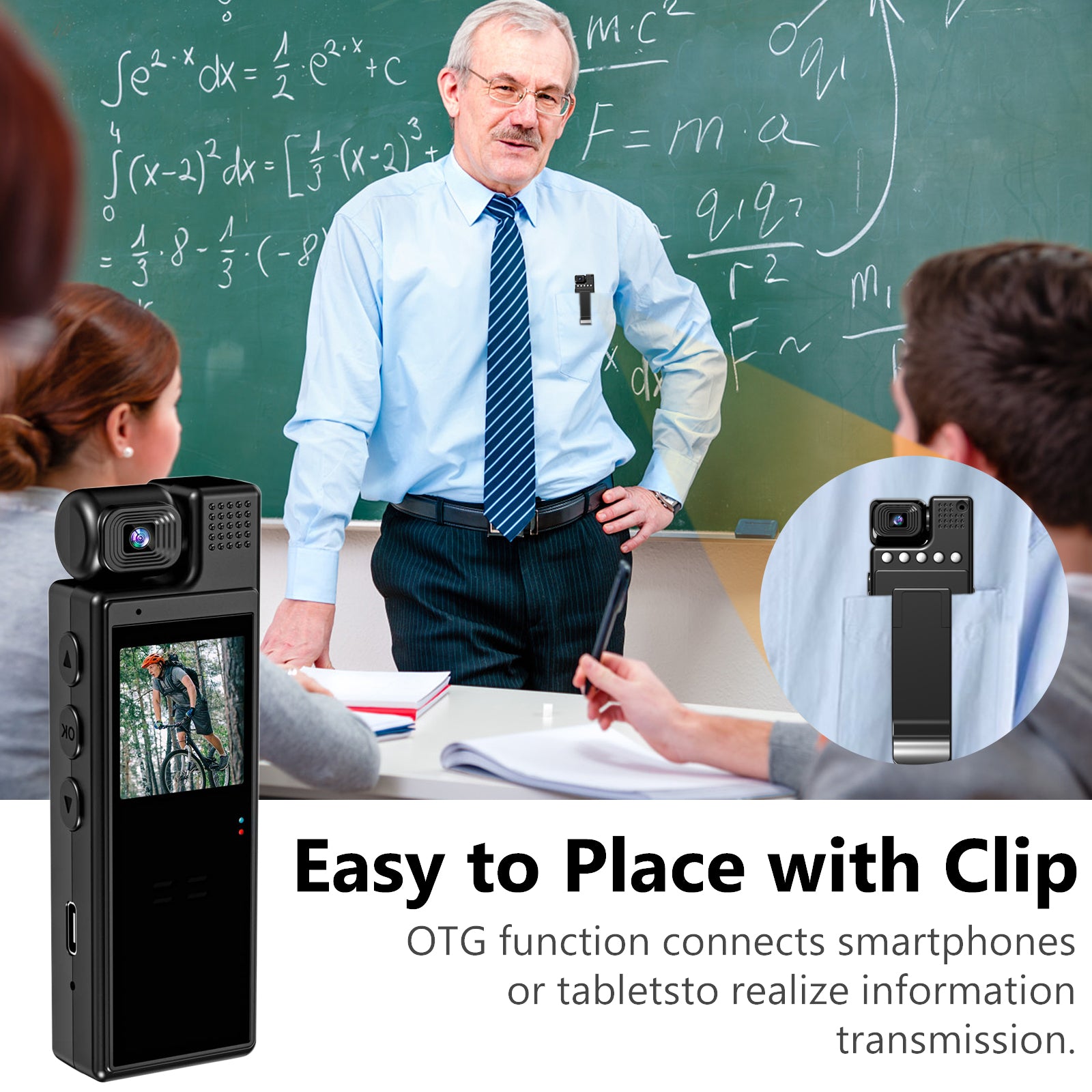 1080P HD Wearable Body Camera With Rotatable Lens