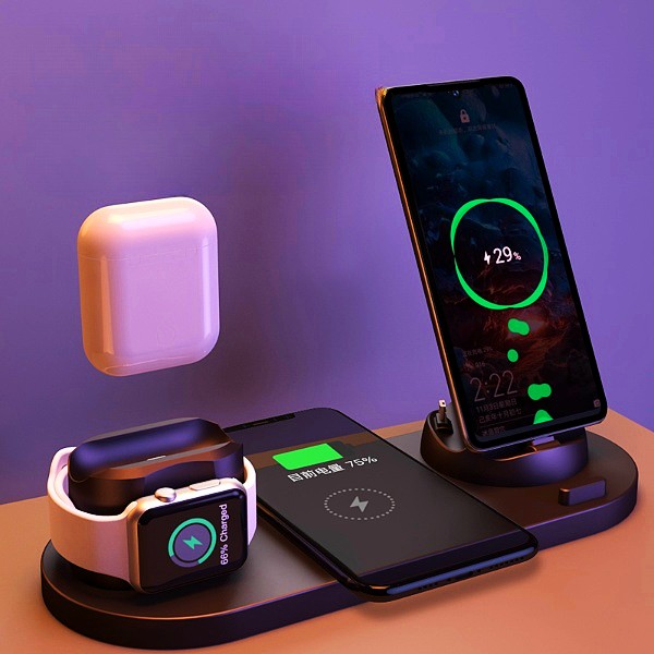 6-in-1 Wireless Charging Dock Fast Charger For iPhone Watch Pad
